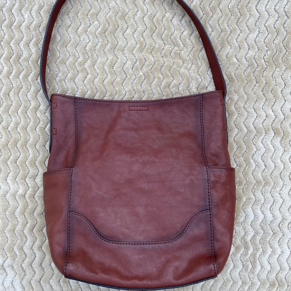 Frye side pocket medium hobo bag cognac